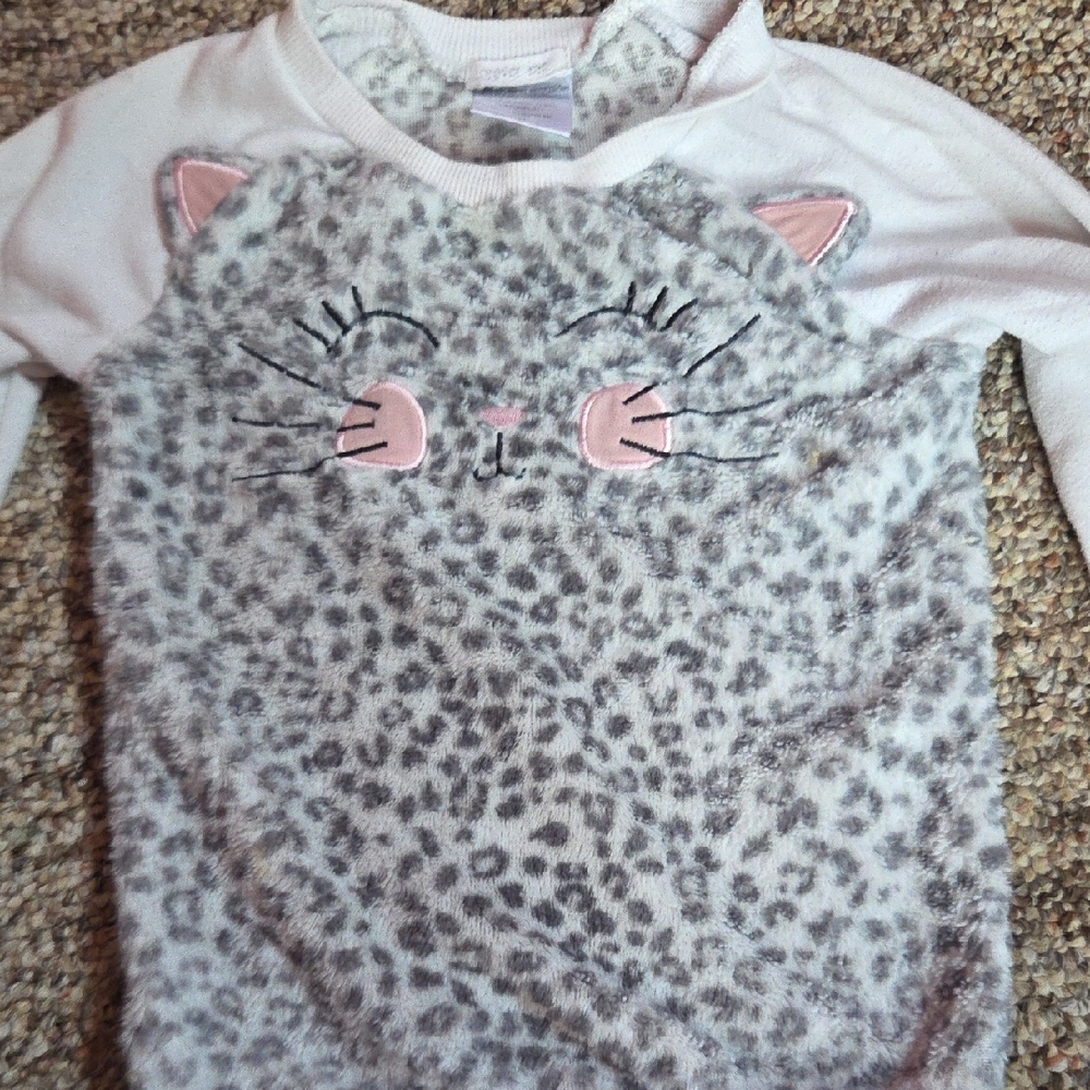 Leopard Print Sweater with Cat Design